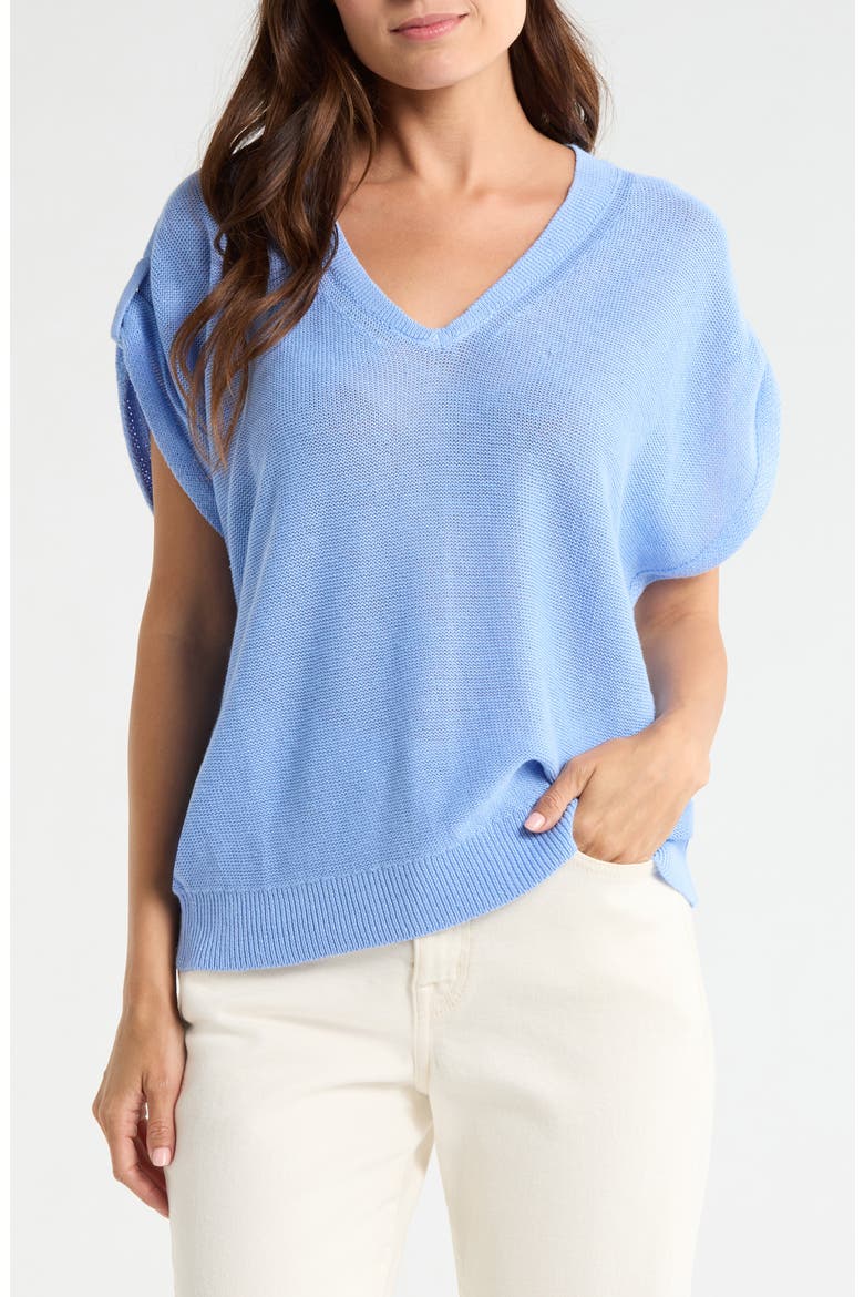 Lakes Edge Linen & Cotton Blend Sweater, Main, color, GRAPE POOLS