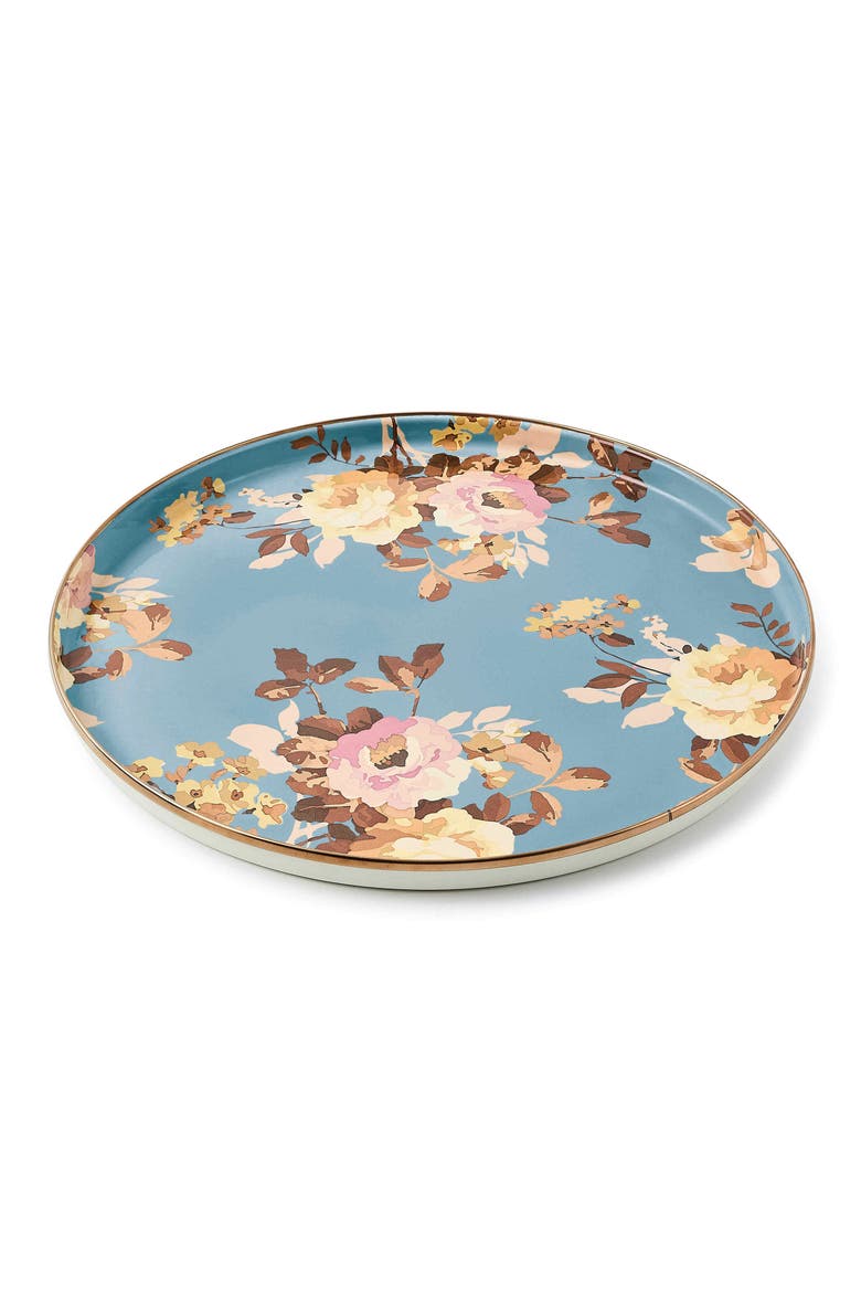 Wild Rose Slate Round Tray, Main, color, BLUE