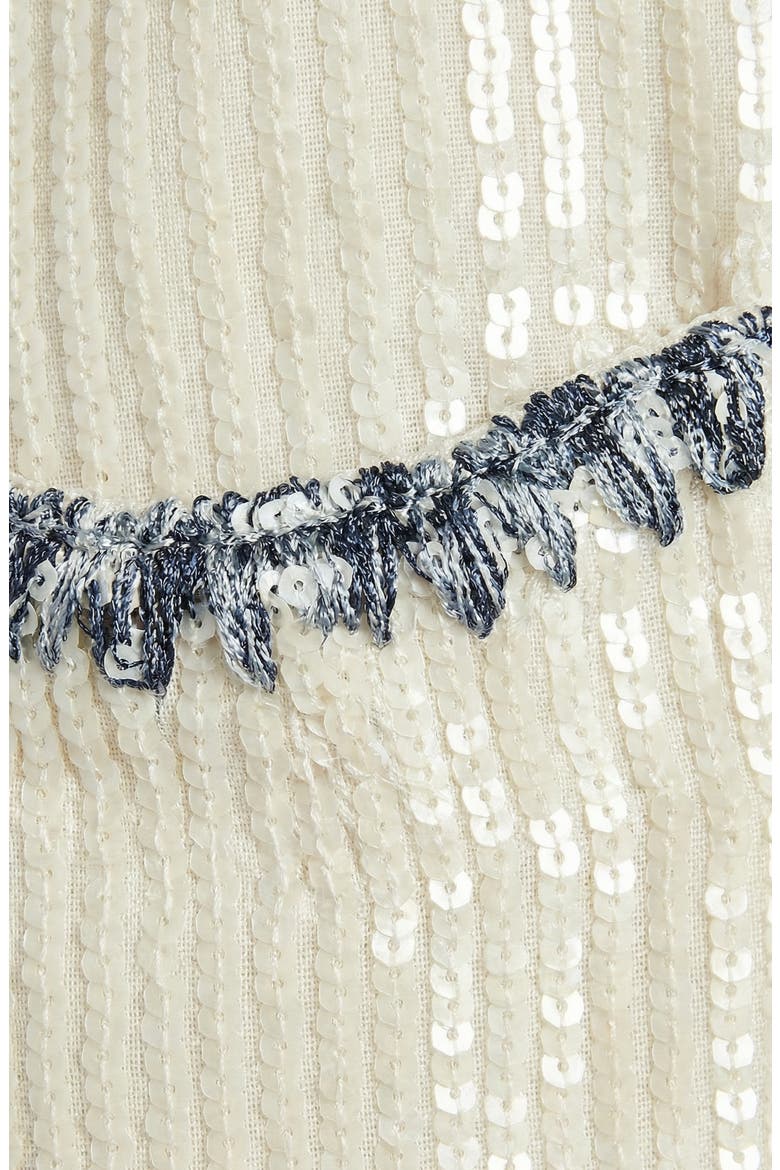 Sleeveless Sequin Knit Mini Dress, Alternate, color, Ivory / Dark Trim