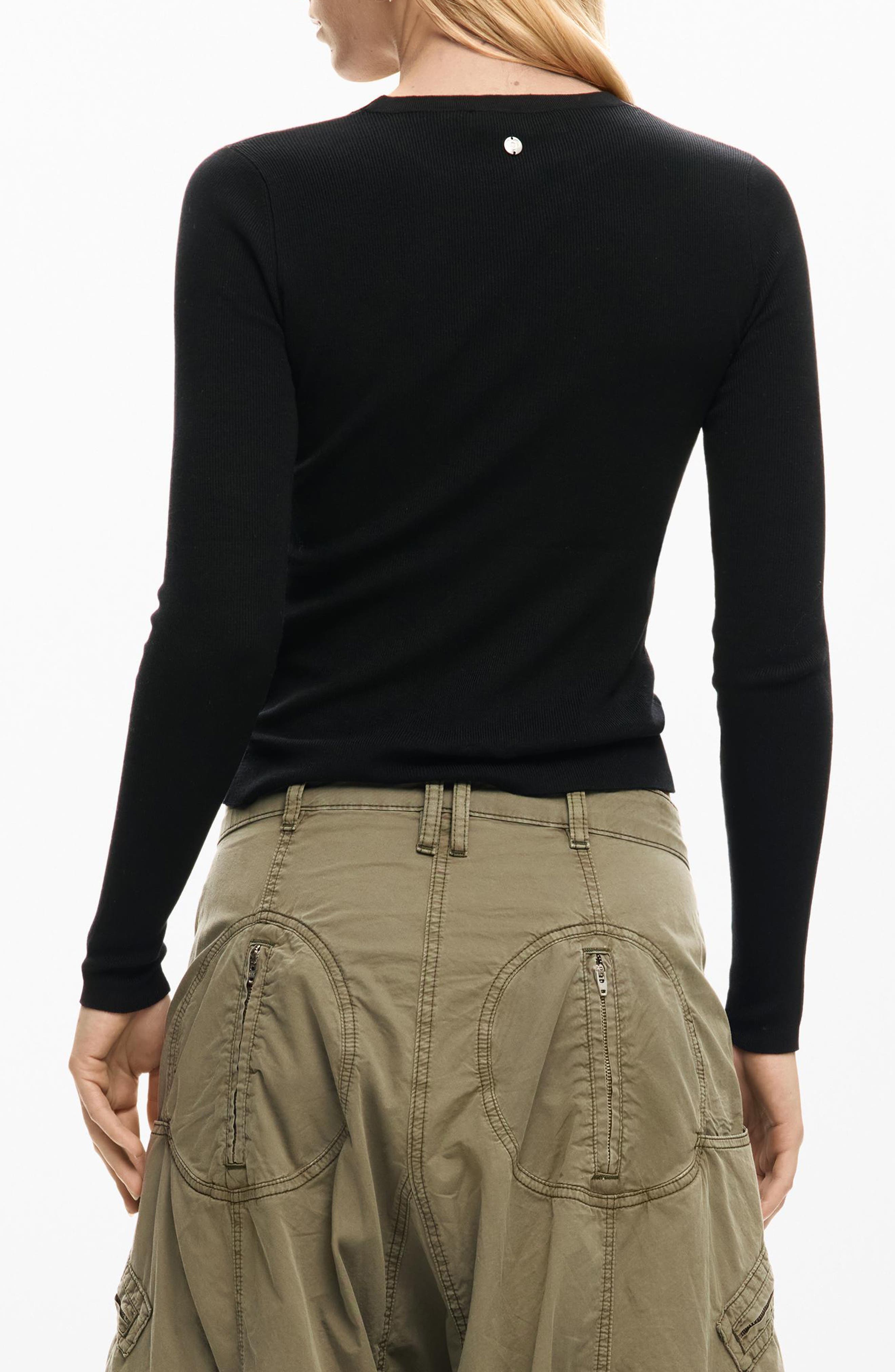 Floral Embroidery Long Sleeve T-Shirt - image 2