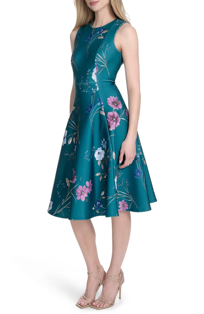 Calvin Klein Floral Sleeveless Fit & Flare Midi Dress, Alternate, color, Sequoia Multi