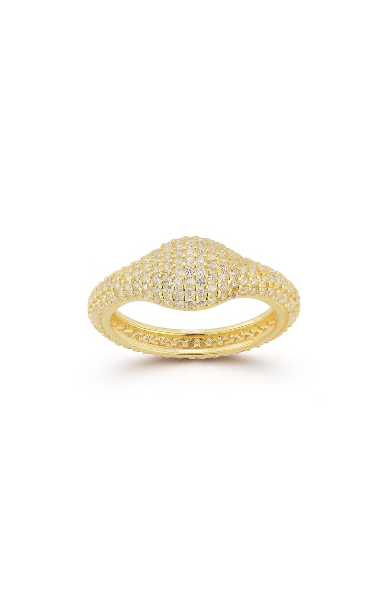 SPHERA MILANO 14K Gold Plate Pavé CZ Signet Ring, Main, color, Gold