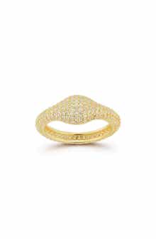 SPHERA MILANO 14K Gold Plate Pavé CZ Signet Ring