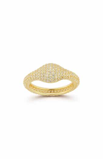 SPHERA MILANO 14K Gold Plate Pavé CZ Signet Ring
