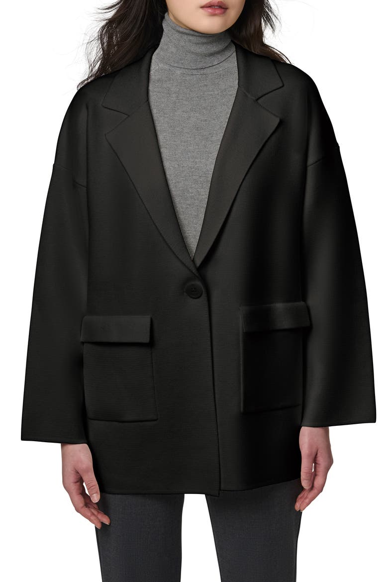 Oversize Ponte Knit Blazer, Main, color, BLACK