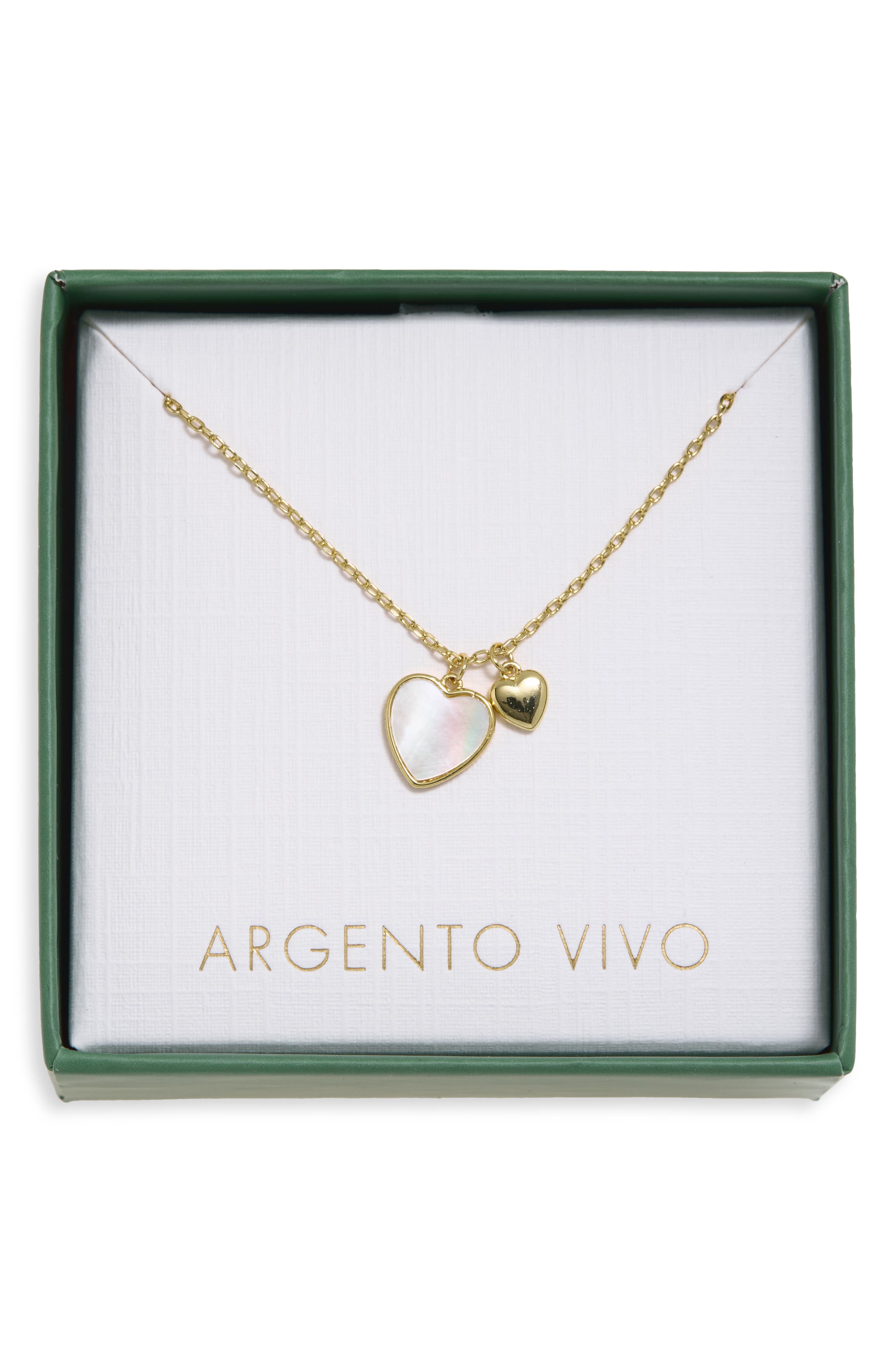 Mother-of-Pearl Duo Heart Pendant Necklace