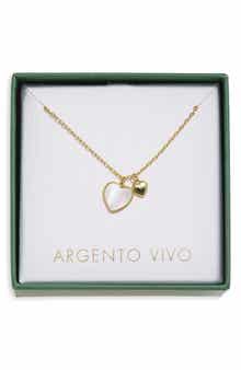 Mother-of-Pearl Duo Heart Pendant Necklace