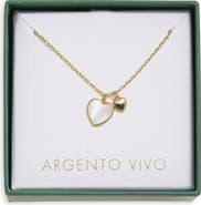 ARGENTO VIVO Mother-of-Pearl Duo Heart Pendant Necklace