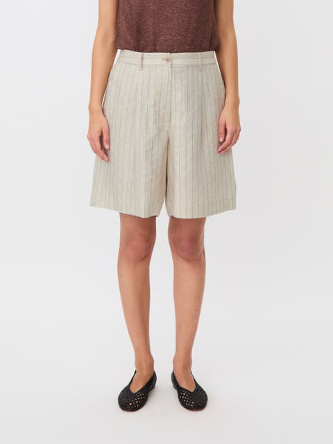Mapauletta Linen-Blend Pinstripe Shorts