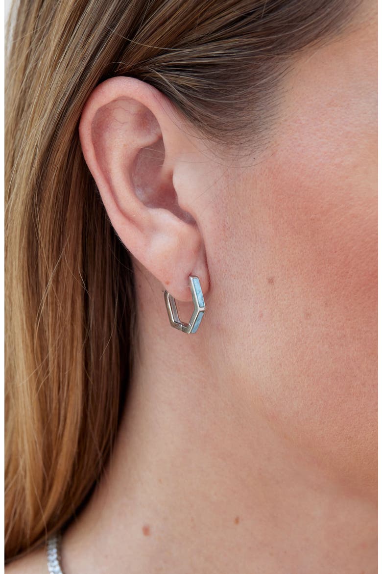 Blunt Larimar Hoop Earrings, Alternate, color, SILVER MULTI