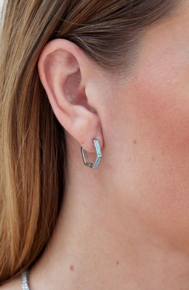 SAVVY CIE JEWELS Blunt Larimar Hoop Earrings, Alternate, color, 