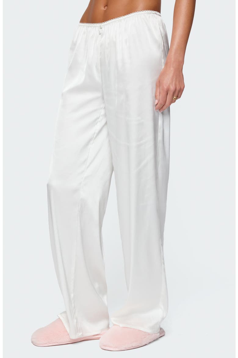 Izabella Satin Effect Wide Leg Pants, Alternate, color, WHITE