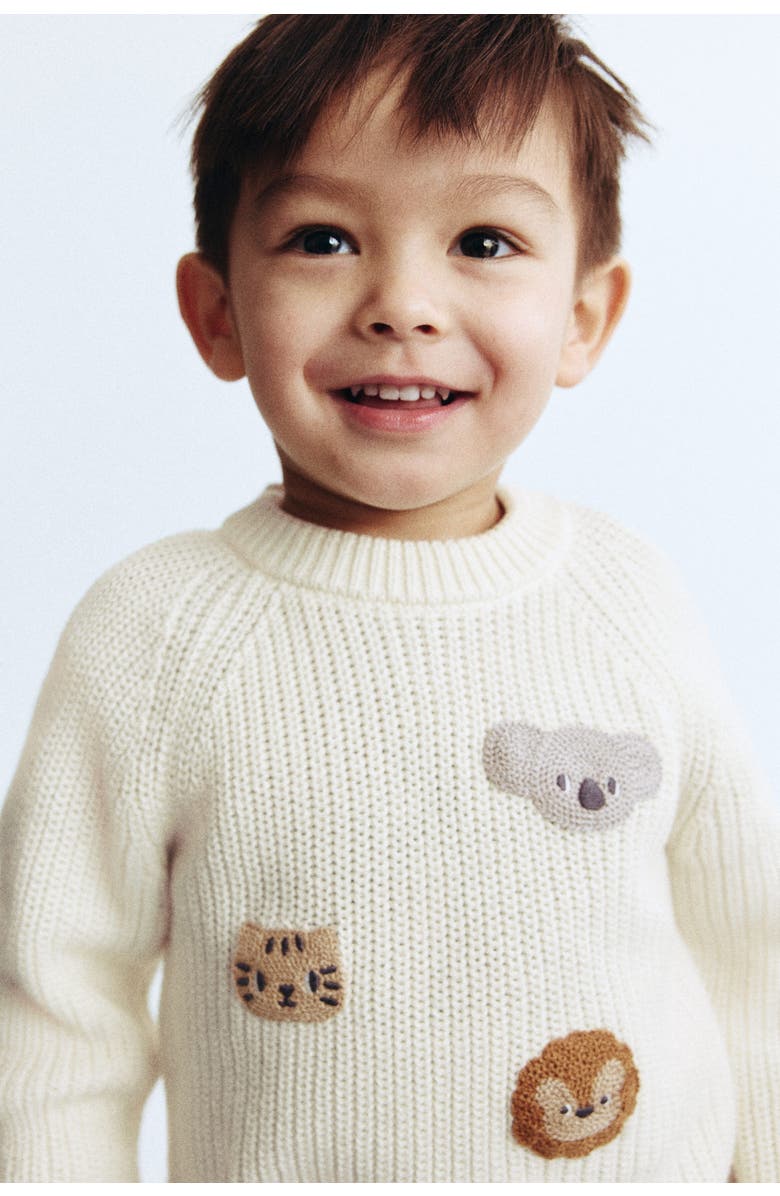 H&M Motif-detail Jumper, Alternate, color, Cream/Animals