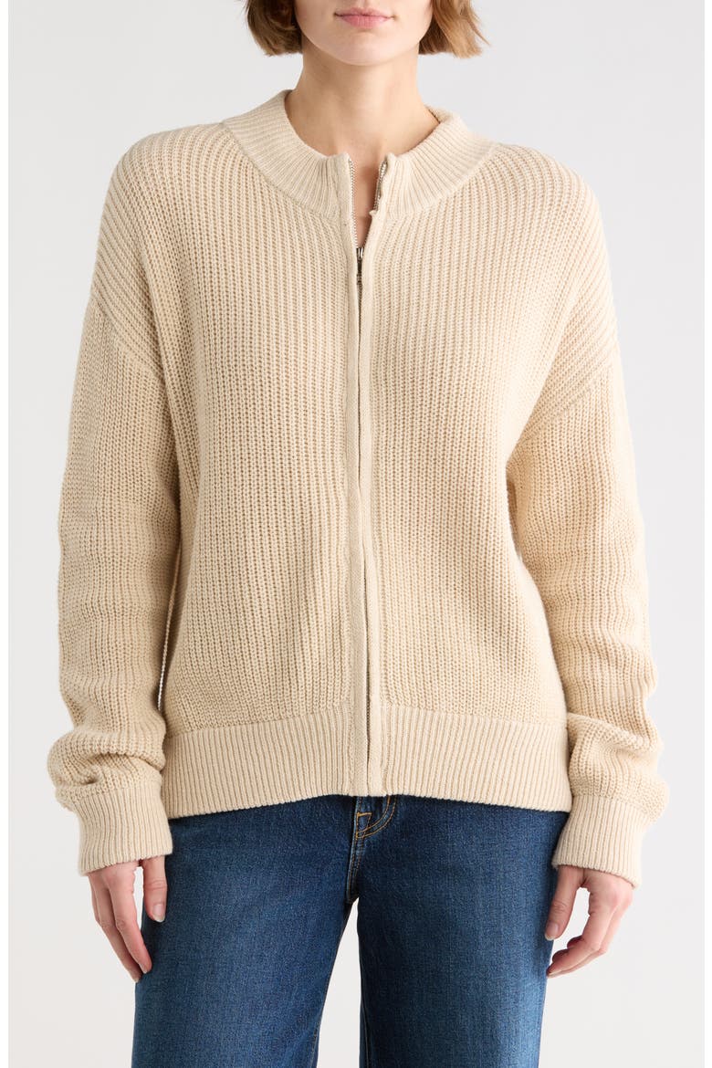 Zip-Up Sweater, Main, color, NATURAL