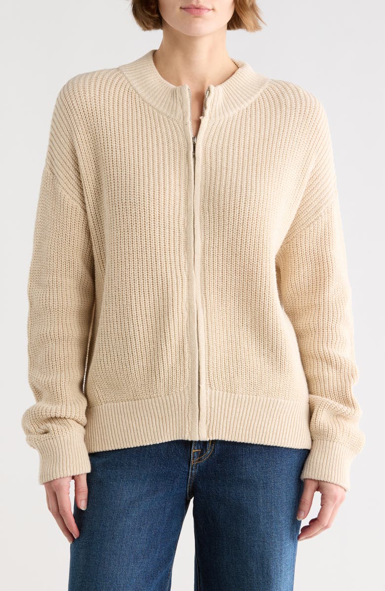 WISHLIST Zip-Up Sweater, Main, color, Natural