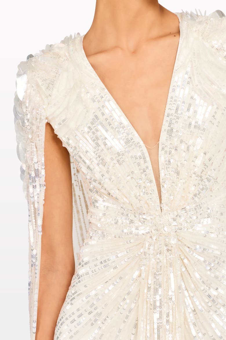 Goldfinger Sequin-Embellished Maxi Dress, Alternate, color, Vanilla