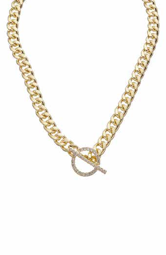 Juvell Cubic Zirconia Toggle Curb Chain Necklace