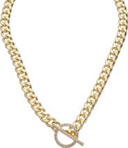 Juvell Cubic Zirconia Toggle Curb Chain Necklace
