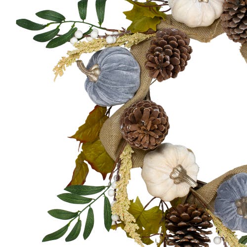 Northlight Pumpkins Foliage Grapevine Artificial Thanksgiving Wreath Unlit, 24" In Multi