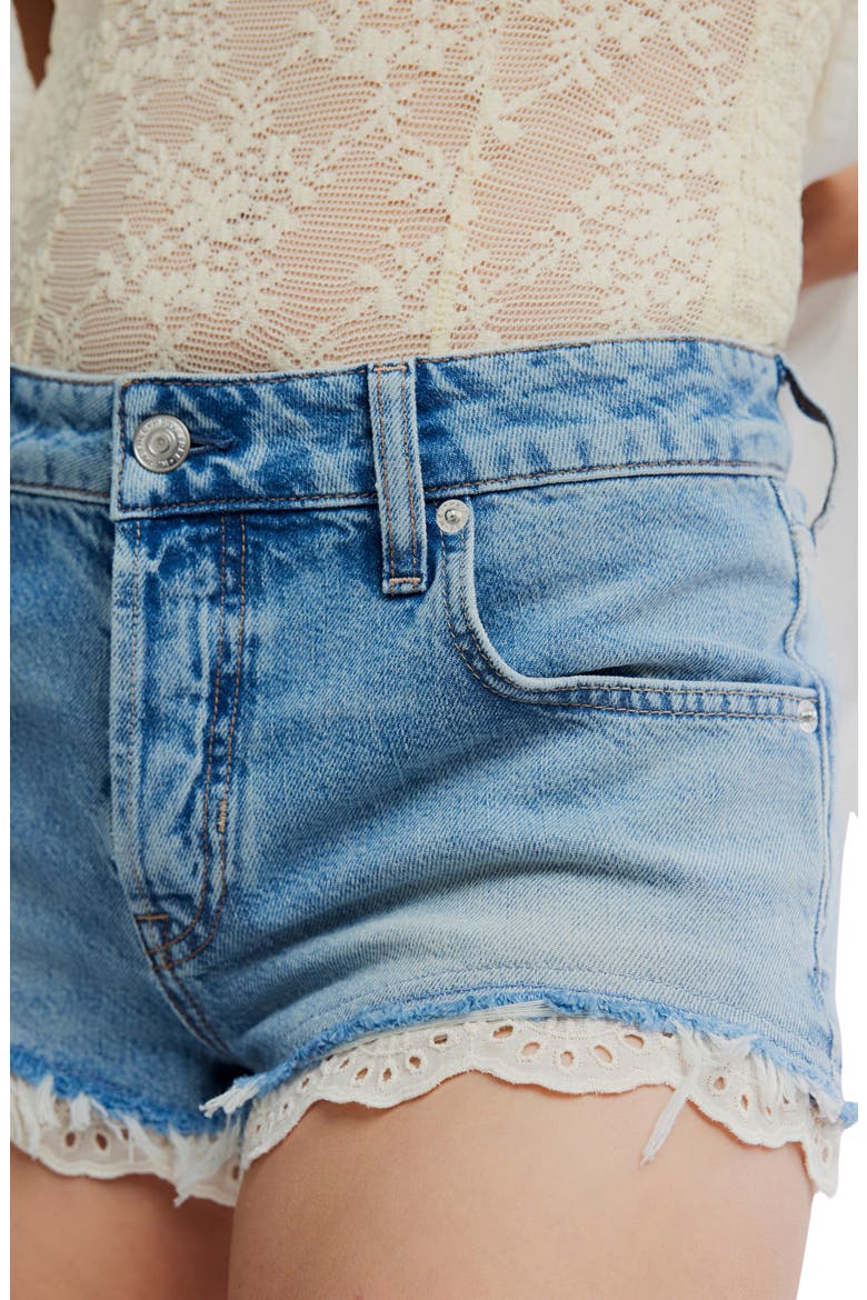 Cali Lace Detail Denim Shorts, Alternate, color, SHORT N SWEET