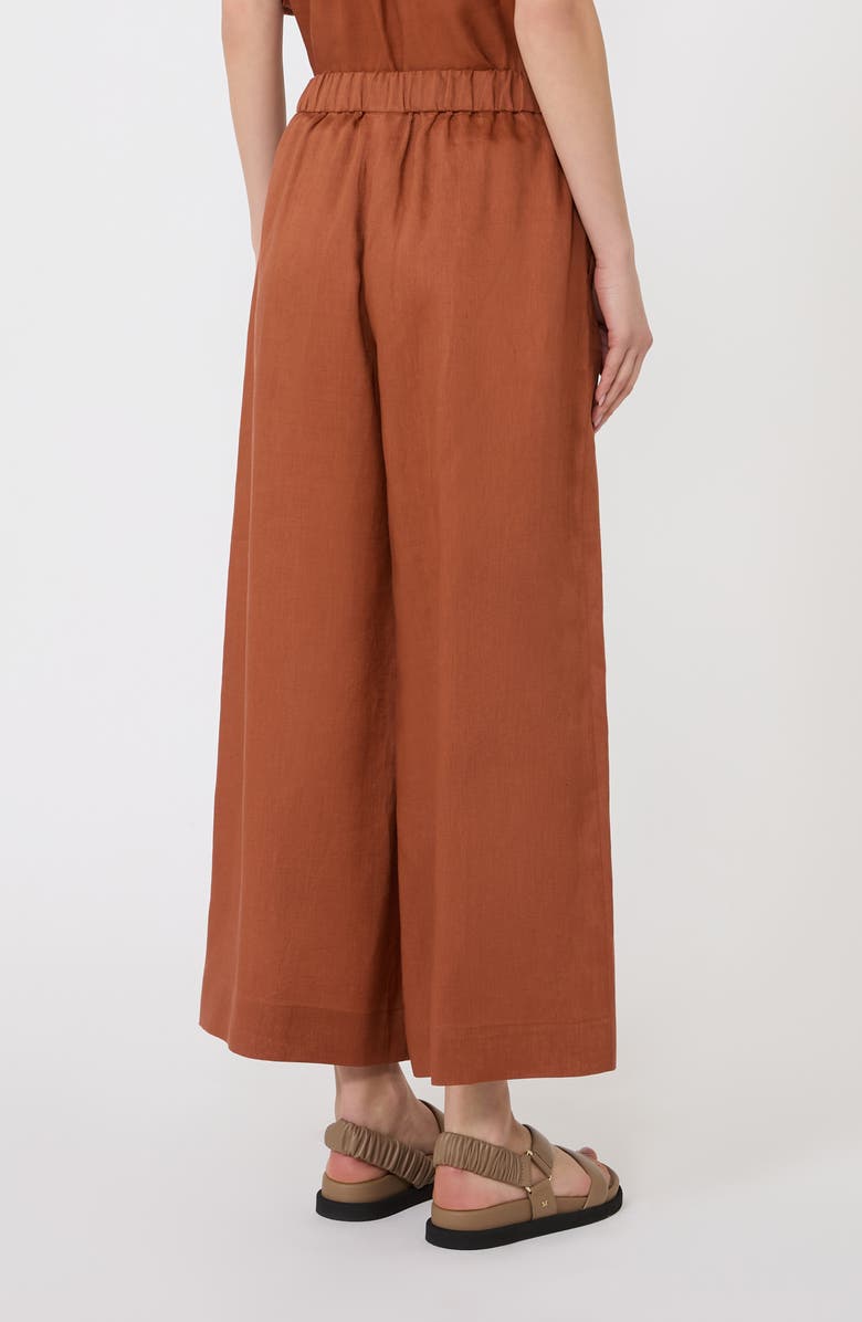 MM by Max Mara Canneti Linen Pull-On Wide Leg Pants, Alternate, color, Rust