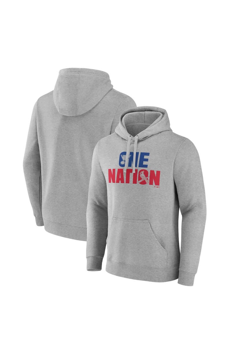 FANATICS Men's Fanatics Gray St. Louis Blues St. Louis Cardinals One Nation Pullover Hoodie, Alternate, color, Gray