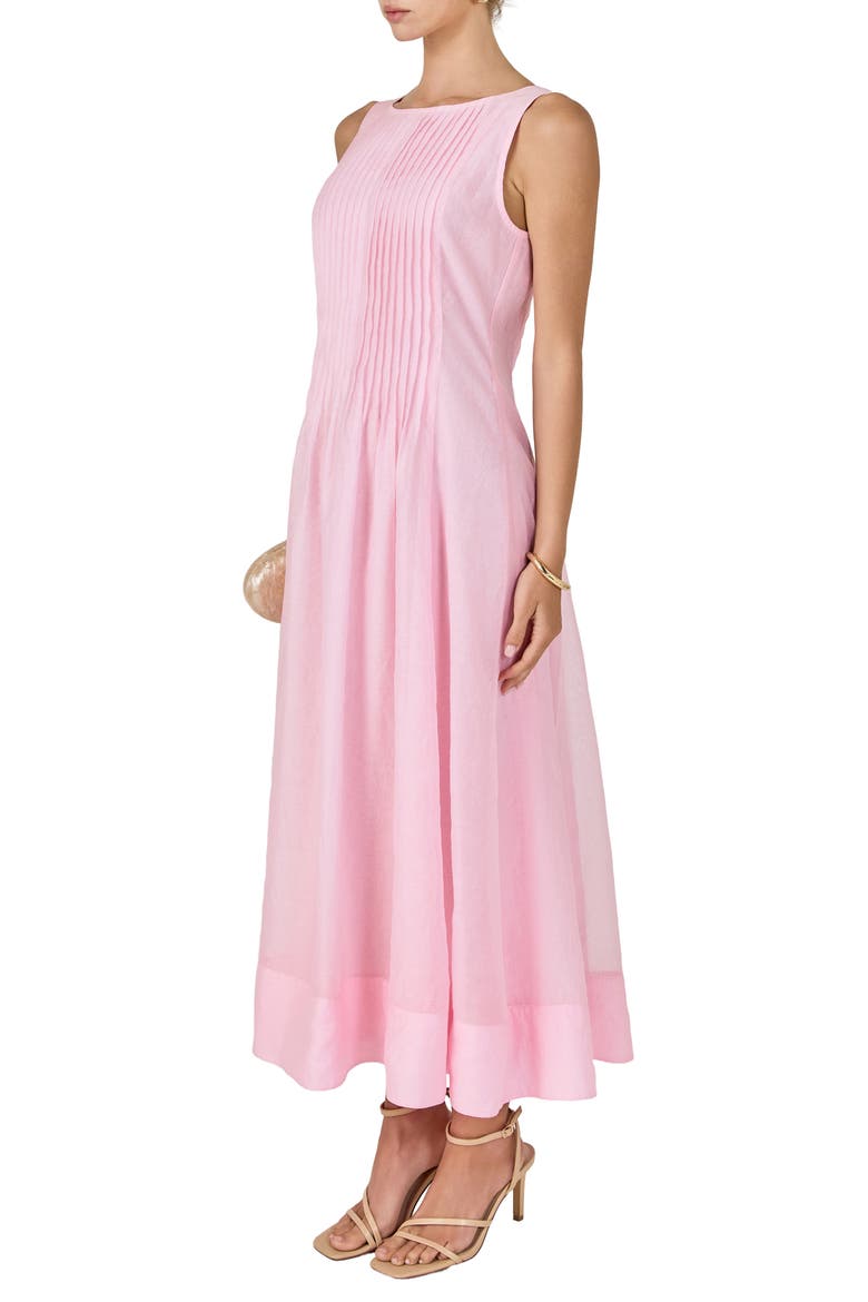 Pleat Bodice Sleeveless Dress, Alternate, color, PINK