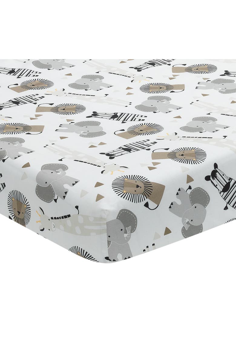Jungle Safari Elephant 3-Piece Mini Crib Bedding Set, Alternate, color, Gray
