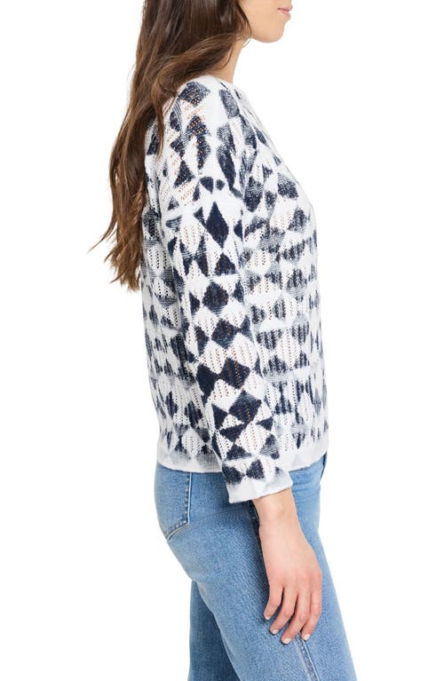 Nic + Zoe Nic+zoe Textured Diamond Sweater In Indigo Multi