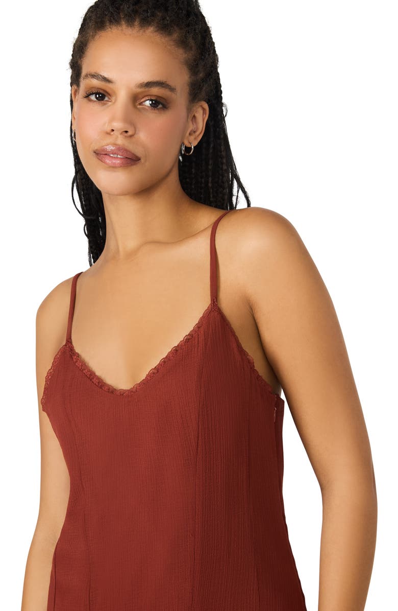 Steve Madden Inari Ruffle Midi Dress, Alternate, color, Dusty Brick