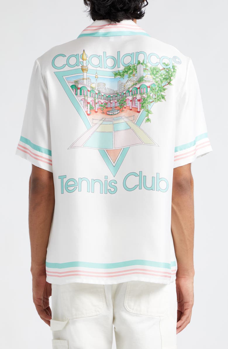 Casablanca Tennis Club Icon Silk Camp Shirt, Alternate, color, 