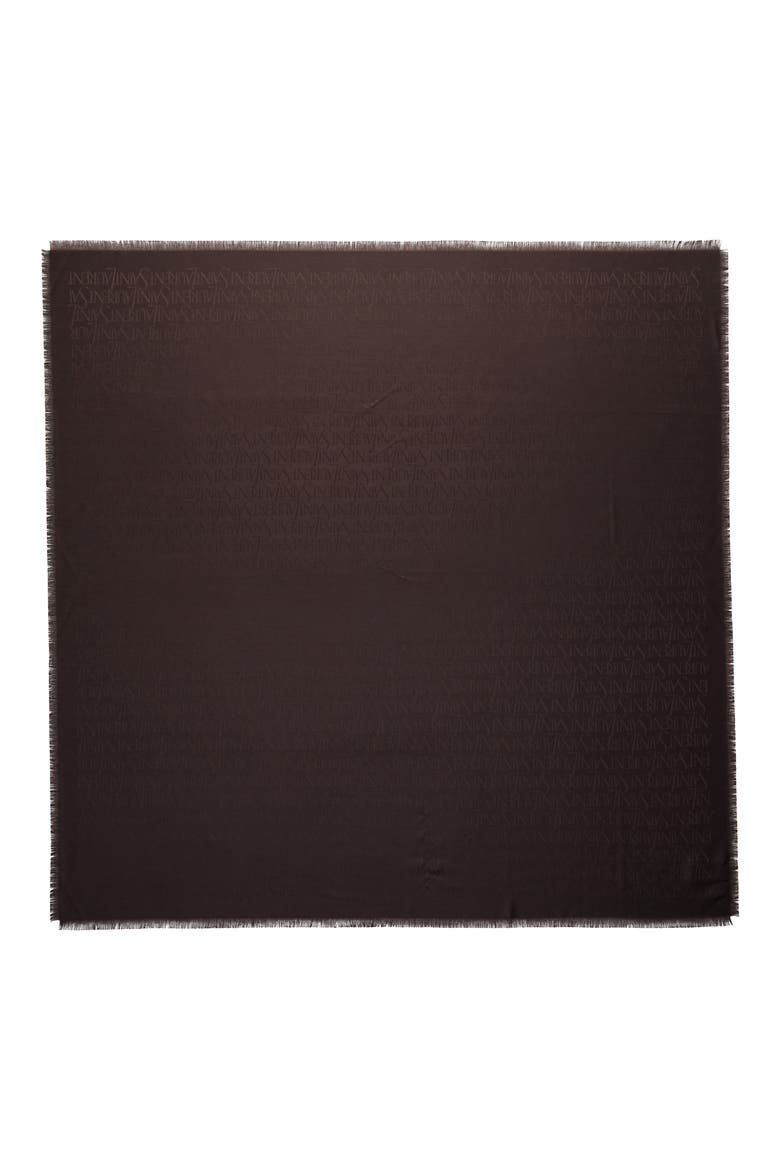 Grand Allover Logo Silk & Wool Scarf, Main, color, EXPRESSO