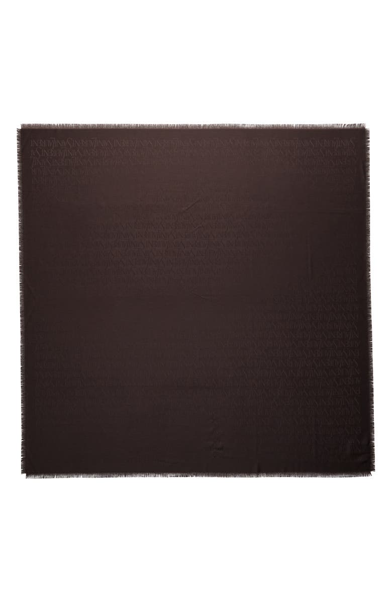 Saint Laurent Grand Allover Logo Silk & Wool Scarf, Main, color, Expresso