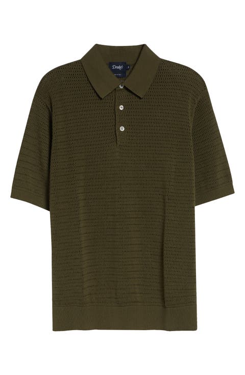 Cotton Mesh Polo Sweater