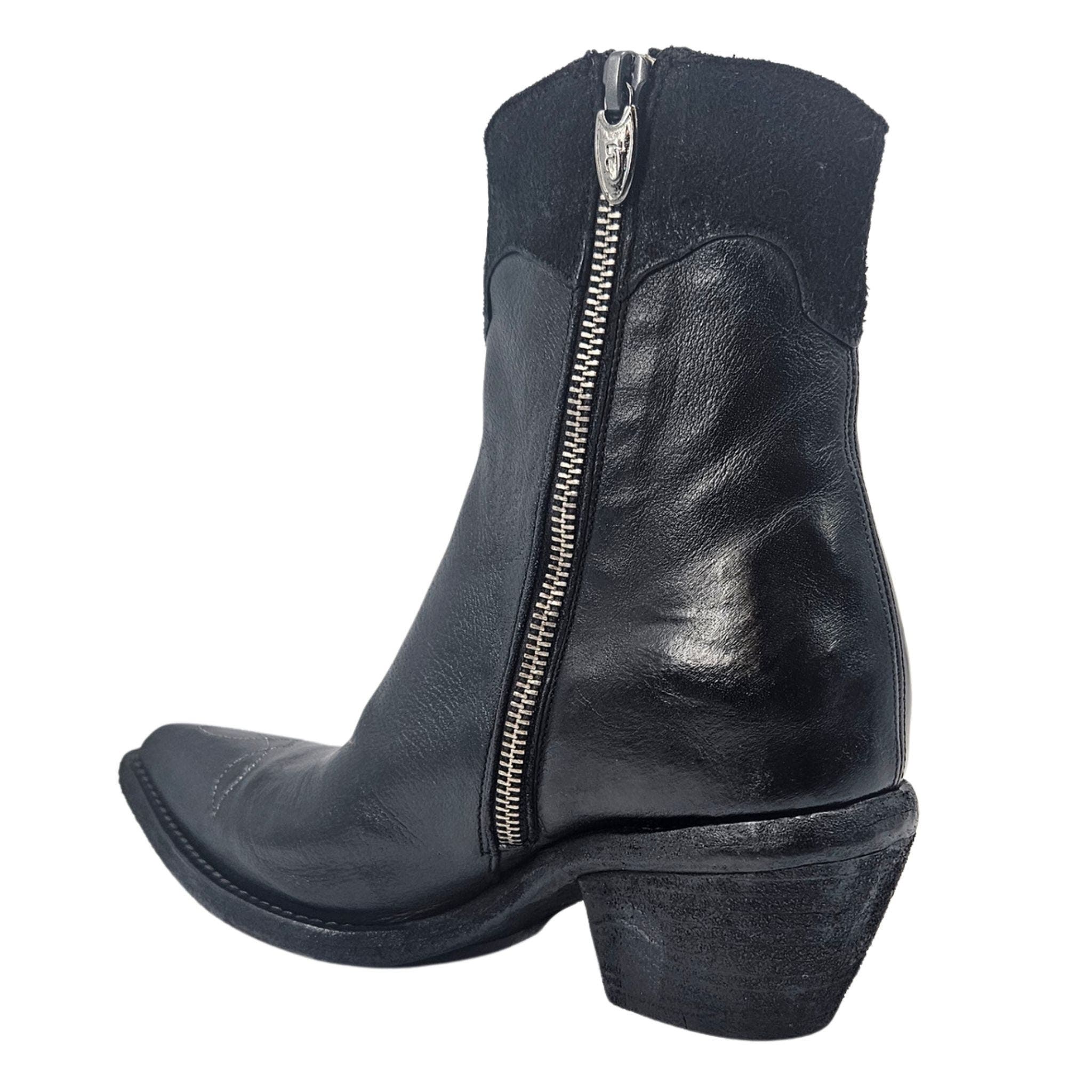Cowboy Pointy Toe Star Ankle Boots, Alternate, color, black