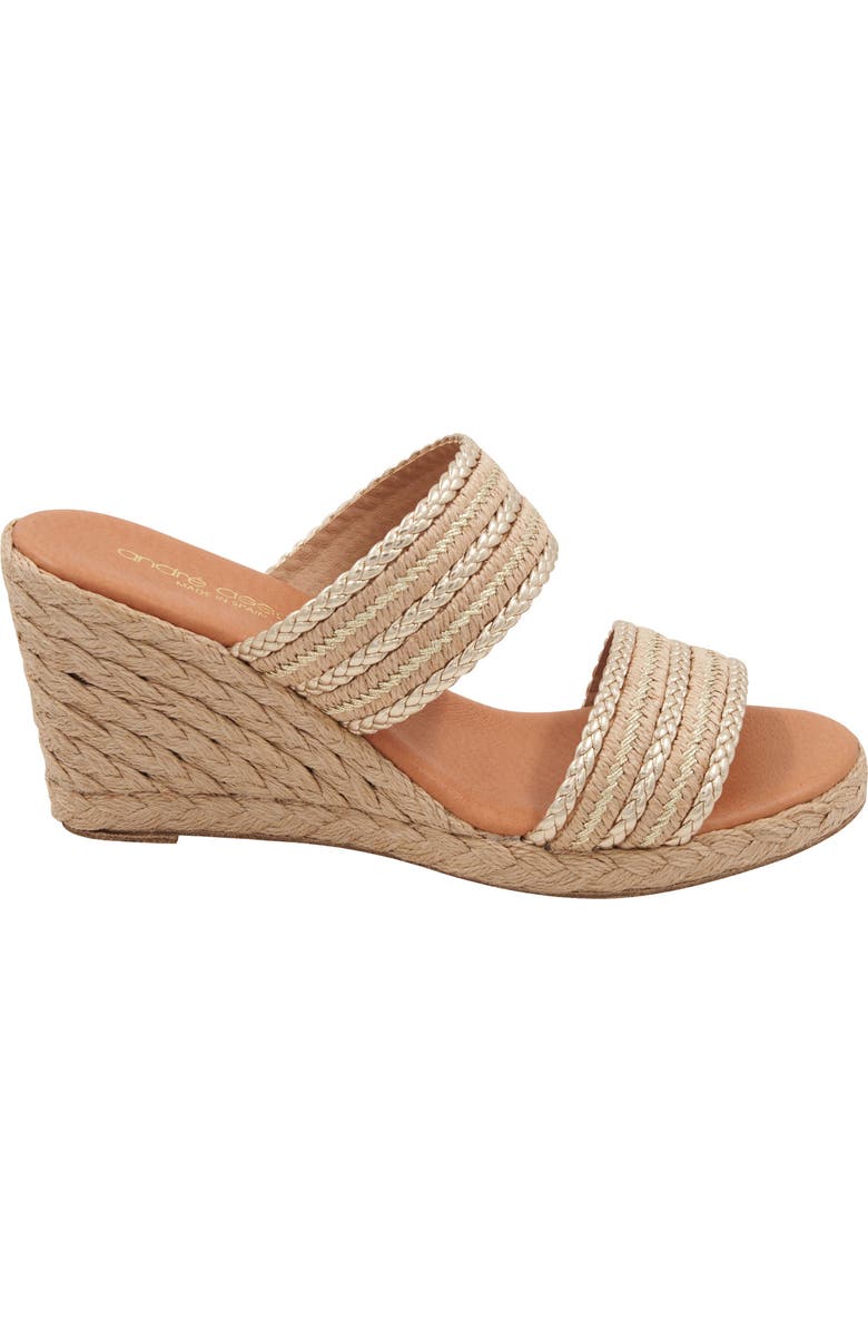 André Assous Nolita Wedge Slide Sandal, Alternate, color, Natural/Platino Stri