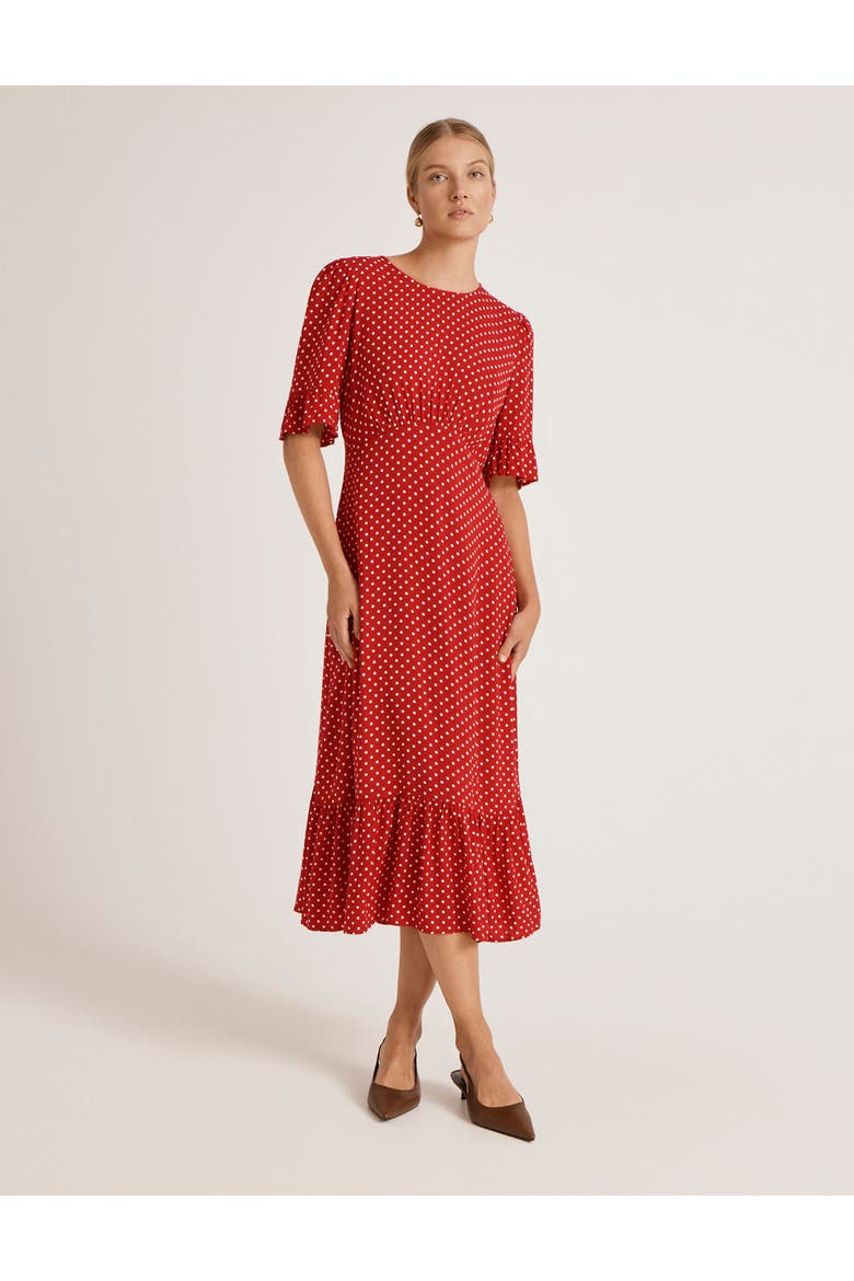 Sylvie Polka Dot Midi Dress, Alternate, color, Red Spot