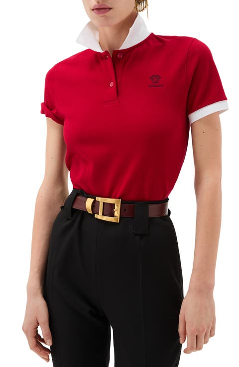 Gender Inclusive Embroidered Medusa Cotton Piqué Polo