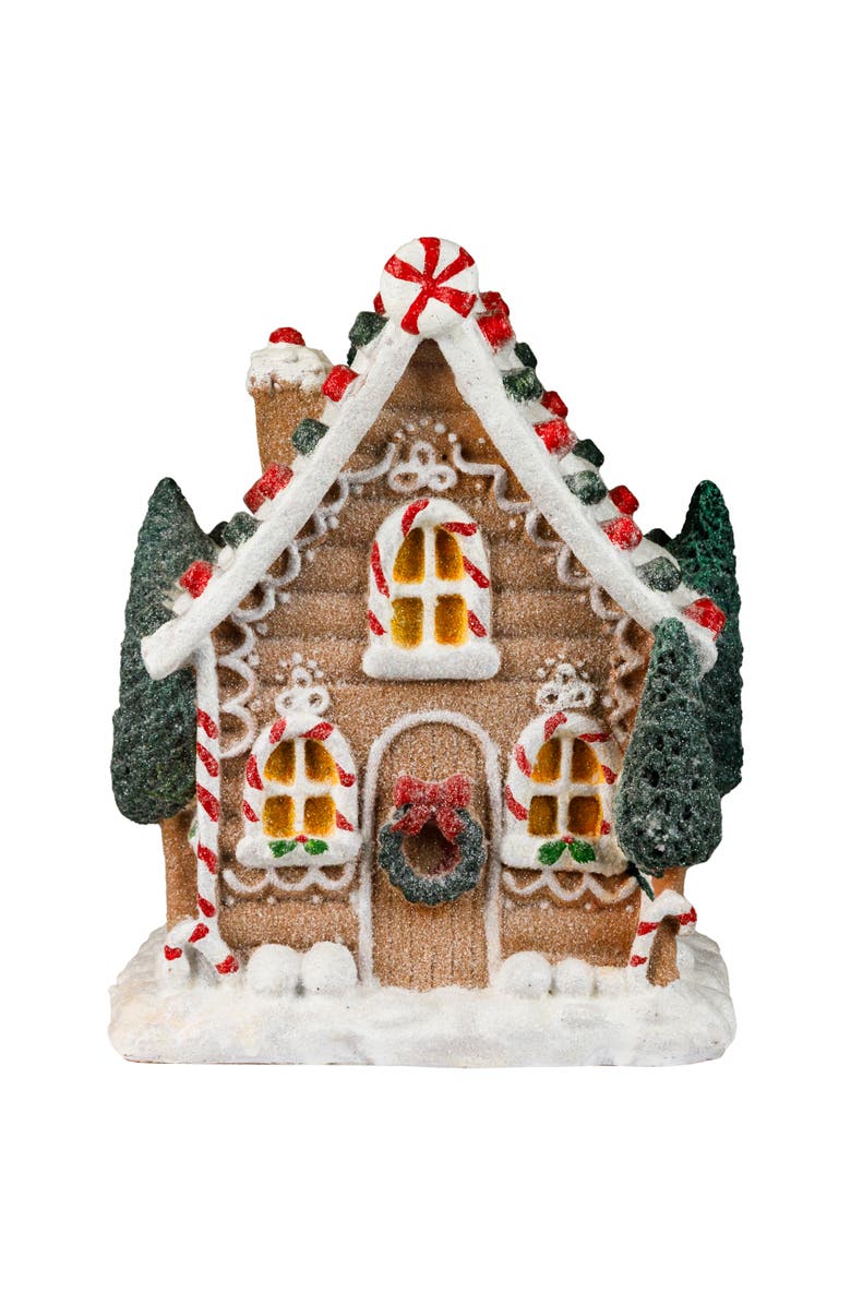 Northlight Snow Covered Gingerbread House with Candy Accents Christmas Decoration - 8", Main, color, Multi