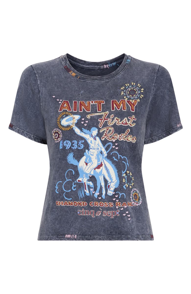 Cinq à Sept Ain
t My First Rodeo Shrunken T-Shirt, Alternate, color, Navy Multi