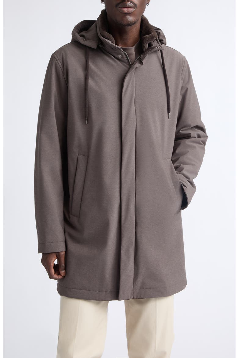 Comfort Stretch Longline Parka with Removable Hood, Main, color, 8800 CHOCOLATE BROWN
