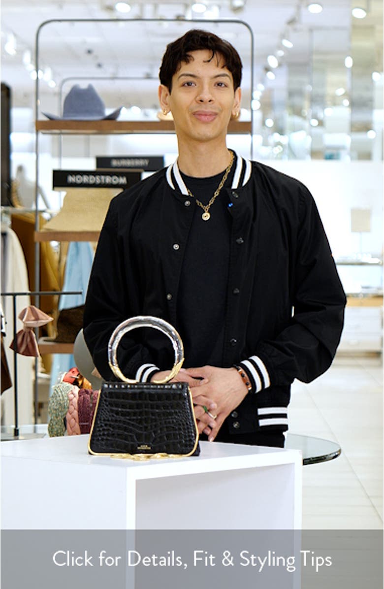 Croc Embossed Leather Top Handle Bag, sales video thumbnail