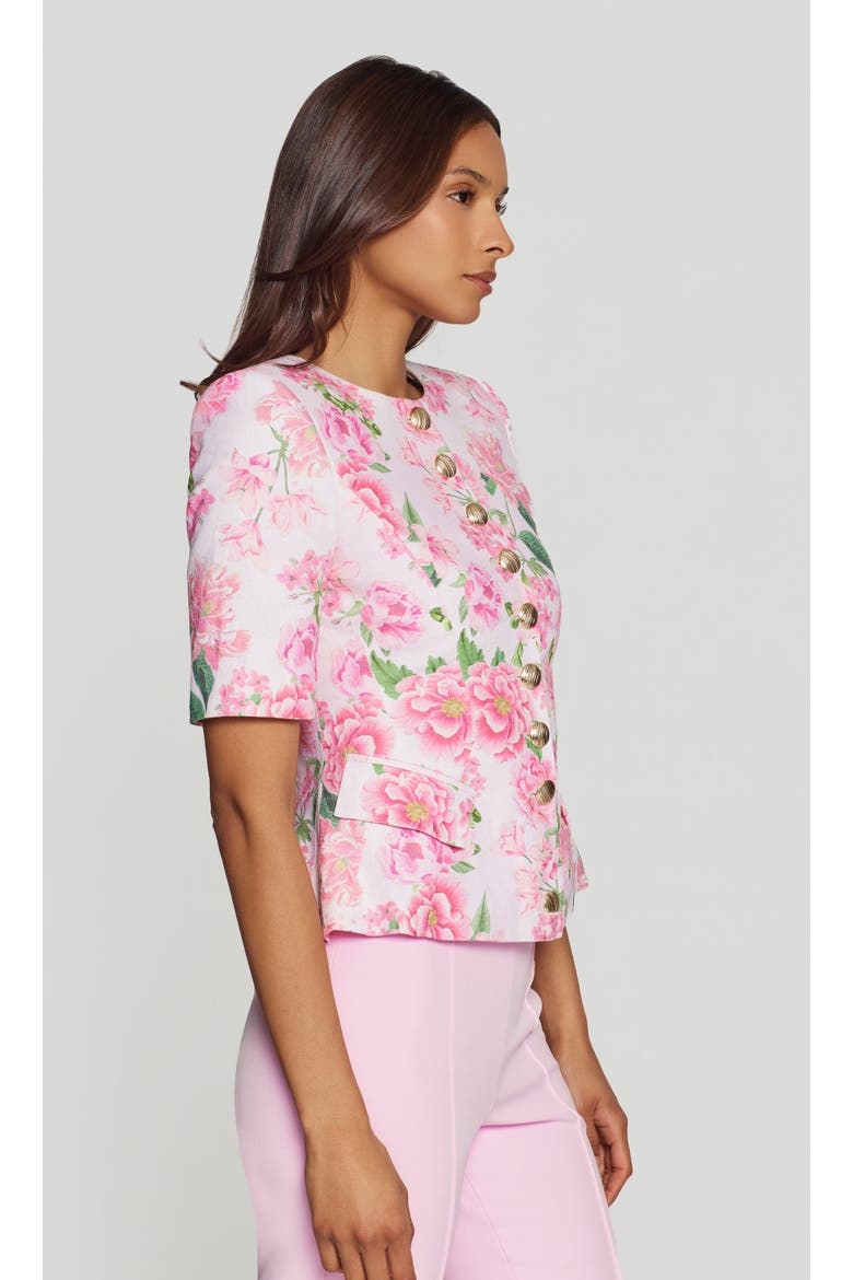 Adriana Floral Linen Jacket, Alternate, color, pink, Floral