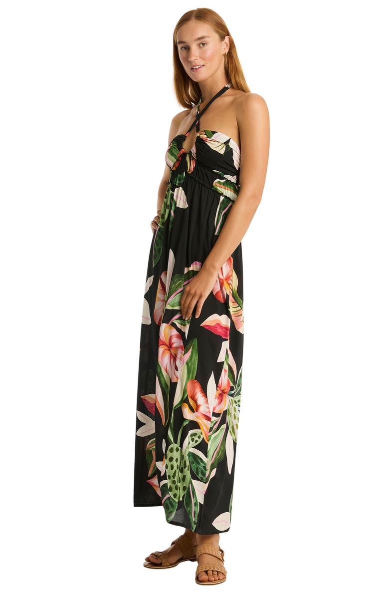 Sea Level Sundown Halter Bandeau Cover-Up Dress, Alternate, color,