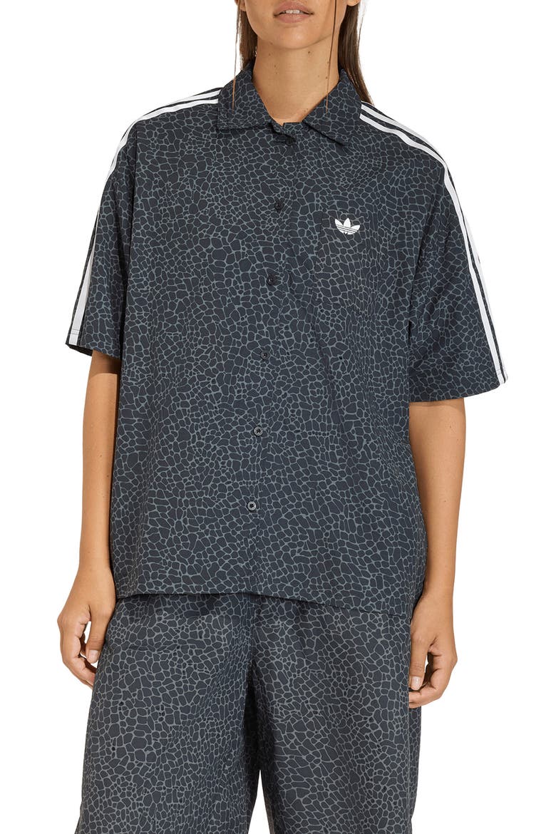 AOP Short Sleeve Shirt, Main, color, BLACK/ GREY SIX