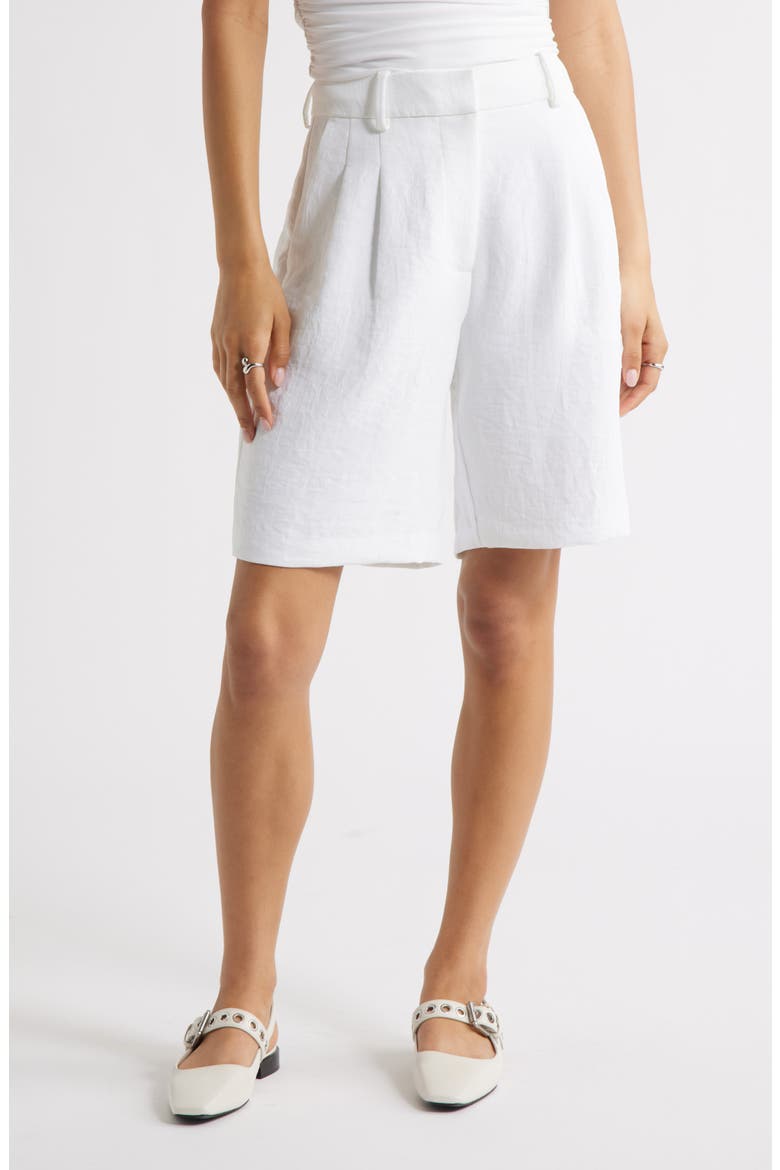 The Curator Pleated Bermuda Shorts, Main, color, WHITE