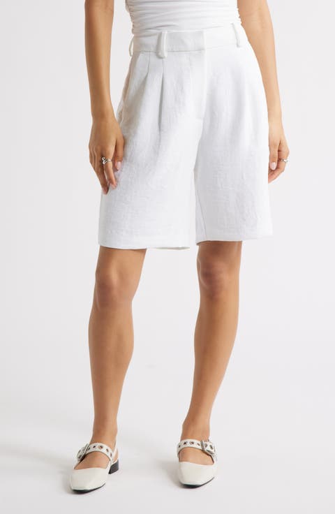 ショートパンツ FRAME Women Shorts  Burmudas 4002RF728DE White Frame Le Vintage High-Rise Stretch Denim Bermuda Shorts