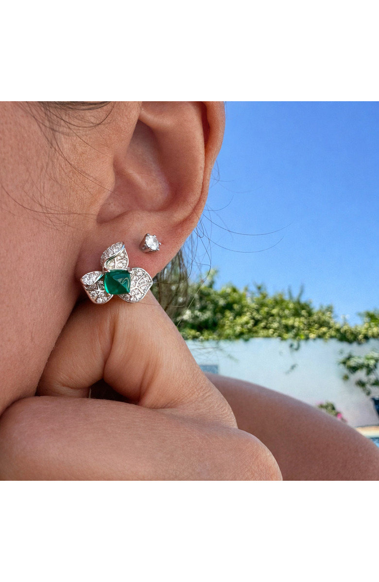 Gemma Azzurro Orchid Emerald Earrings, Alternate, color, Green