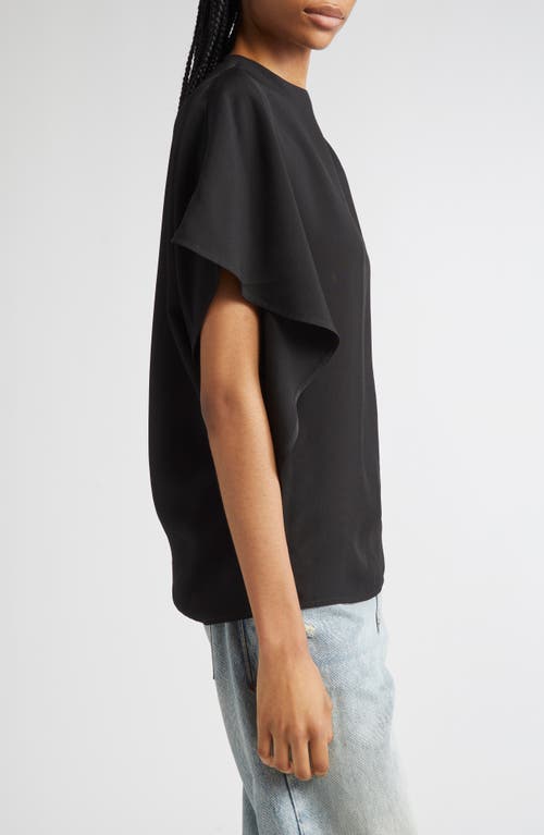 Proenza Schouler Etta Hammered Viscose Asymmetric Sleeve Top In Black
