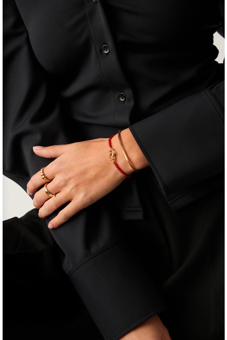 Lunar Year Horseshoe & Red Onyx Bead Bracelet, Alternate, color, GOLD/RED